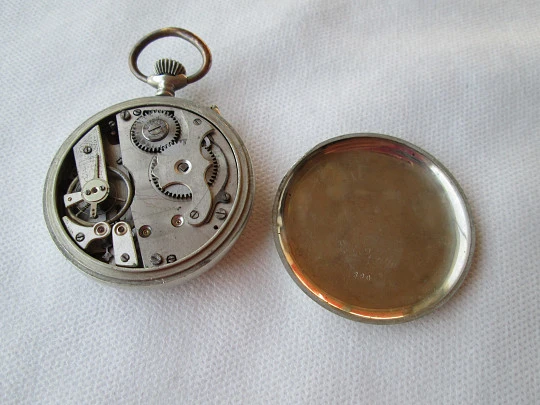Monreal pocket watch. Silver plated metal. Stem-wind. 1910's. Open face