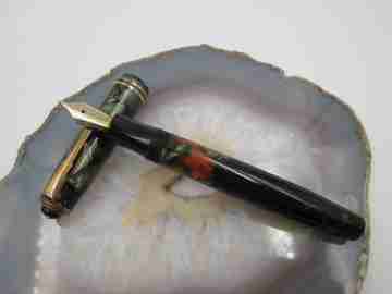 Montblanc 246. Green / black celluloid. 1940's. Piston filler