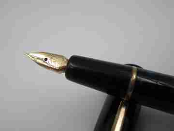 Montblanc 252. Black celluloid and gold plated details. Piston filler system. Germany. 1950's