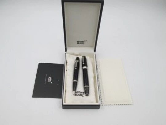 Montblanc Bohème Noir set. Fountain pen & rollerball. Box and pouch. 2010's