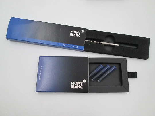 Montblanc Bohème Noir set. Fountain pen & rollerball. Box and pouch. 2010's