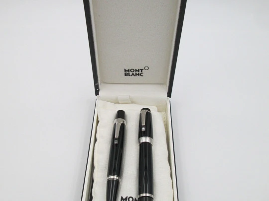 Montblanc Bohème Noir set. Fountain pen & rollerball. Box and pouch. 2010's