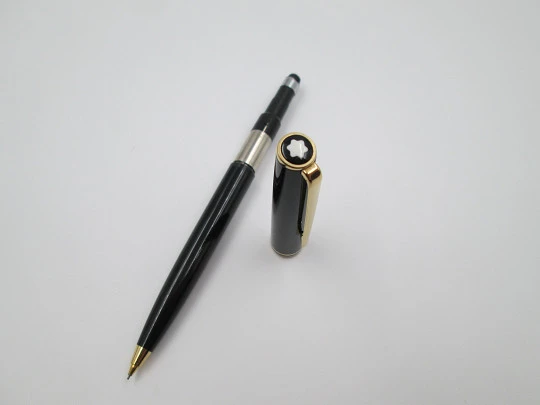 Montblanc Classic propelling pencil. Black resin & gold plated. 1980's