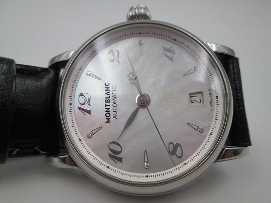 Montblanc Meisterstück 7227. Steel. Automatic. Date. Mother of pearl dial