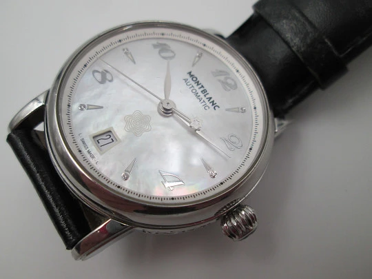 Montblanc Meisterstück 7227. Steel. Automatic. Date. Mother of pearl dial