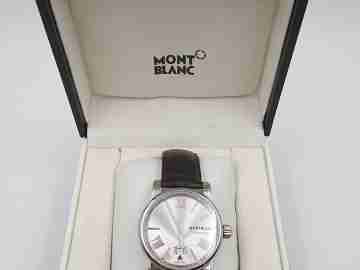 Montblanc Meisterstück Star Wave 7102. Steel. Automatic. Calendar. Leather strap. Box. 2011