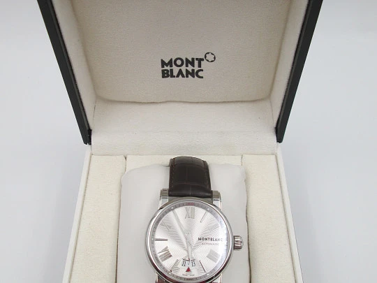 Montblanc Meisterstück Star Wave 7102. Steel. Automatic. Calendar. Leather strap. Box. 2011