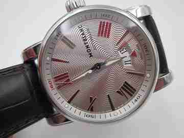 Montblanc Meisterstück Star Wave 7102. Steel. Automatic. Calendar. Leather strap. Box. 2011