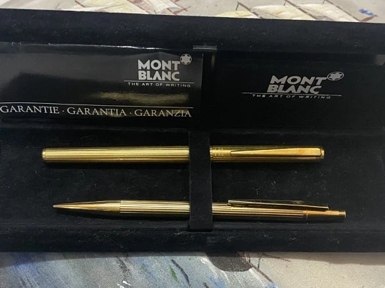 Montblanc Noblesse set. Fountain pen & propelling pencil. Gold plated. Box. 1970s