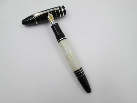 Montblanc Scott Fitzgerald fountain pen. Bitone resin & 925 silver details