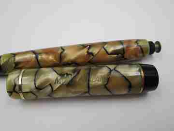 Montblanc Simplo 322. Black and pearl celluloid. 1930's. 14K nib