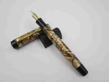 Montblanc Simplo 324. Celuloide negro perla. Oro 14K. Años 30