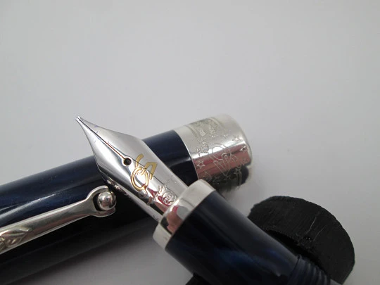 Montegrappa 50th anniversary EEC. Silver. Marble resin. Sapphires