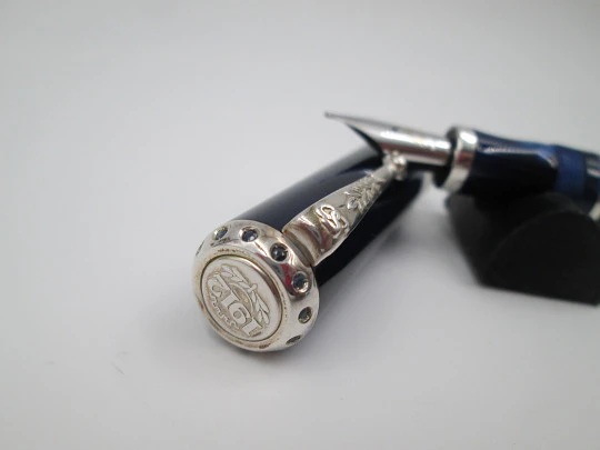 Montegrappa 50th anniversary EEC. Silver. Marble resin. Sapphires