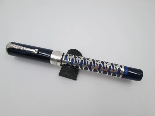 Montegrappa 50th anniversary EEC. Silver. Marble resin. Sapphires