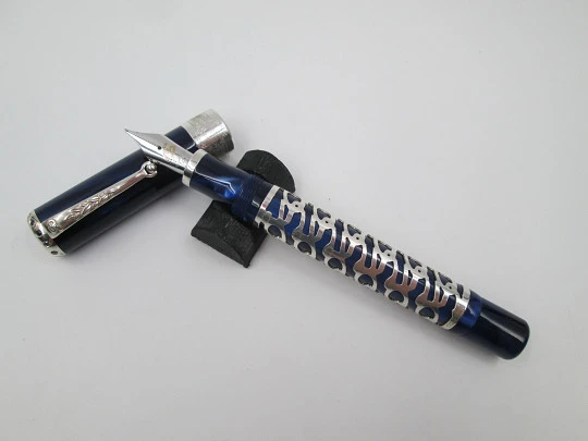 Montegrappa 50th anniversary EEC. Silver. Marble resin. Sapphires