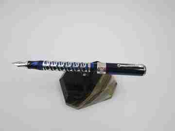 Montegrappa 50th anniversary EEC. Silver. Marble resin. Sapphires