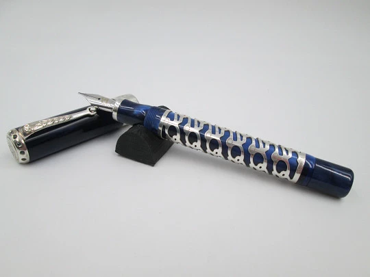 Montegrappa 50th anniversary EEC. Silver. Marble resin. Sapphires