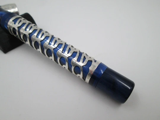 Montegrappa 50th anniversary EEC. Silver. Marble resin. Sapphires