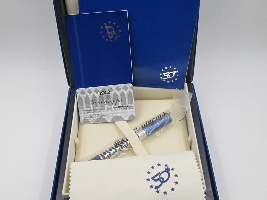 Montegrappa 50th anniversary EEC. Silver. Marble resin. Sapphires