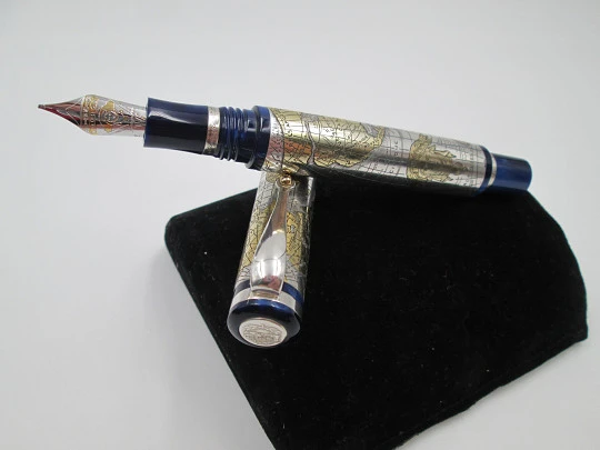 Montegrappa GEA 2001. Plata y oro. Edición limitada. Carga pistón