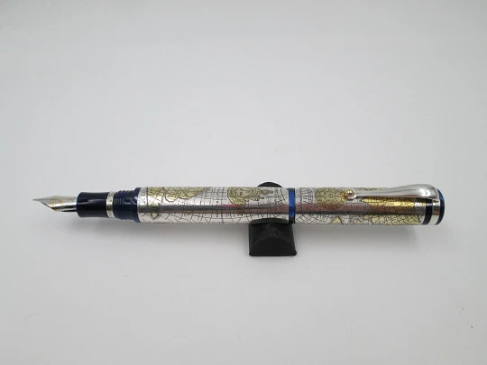 Montegrappa GEA 2001. Plata y oro. Edición limitada. Carga pistón