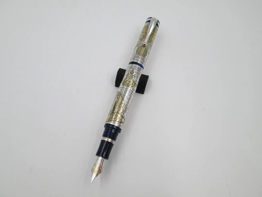 Montegrappa GEA 2001. Plata y oro. Edición limitada. Carga pistón