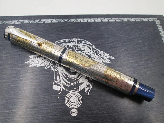 Montegrappa GEA 2001. Plata y oro. Edición limitada. Carga pistón