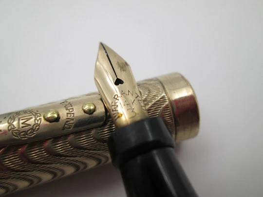 Morrison's fountain pen. 14 karat gold filled & hard rubber. Lever filler system. 1920's