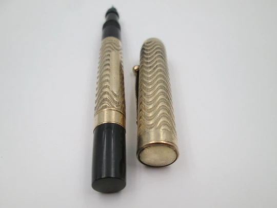 Morrison's fountain pen. 14 karat gold filled & hard rubber. Lever filler system. 1920's