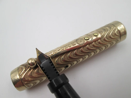 Morrison's fountain pen. 14 karat gold filled & hard rubber. Lever filler system. 1920's