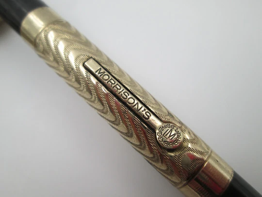Morrison's fountain pen. 14 karat gold filled & hard rubber. Lever filler system. 1920's