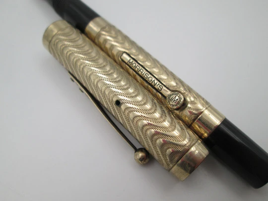 Morrison's fountain pen. 14 karat gold filled & hard rubber. Lever filler system. 1920's