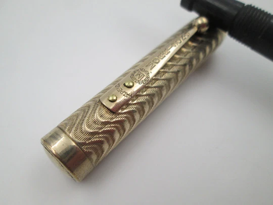 Morrison's fountain pen. 14 karat gold filled & hard rubber. Lever filler system. 1920's