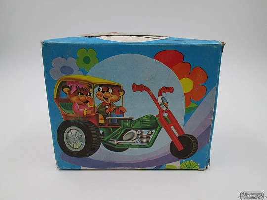 Motocarro Juguetes La Paz (Ibi). Años 70. Plástico colores. Resorte y volante