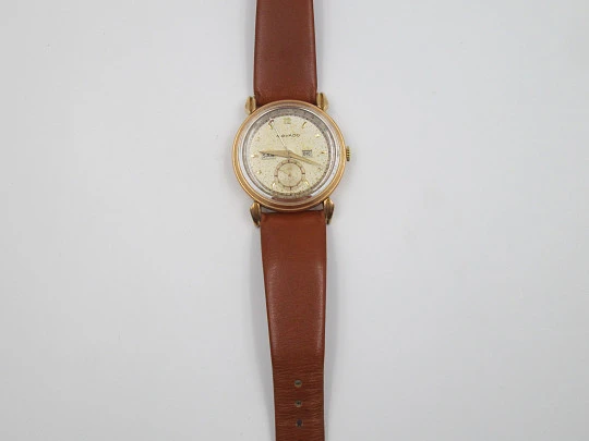 Movado Calendograph. Triple-Date Calendar. 18k gold. 1940's. Manual wind