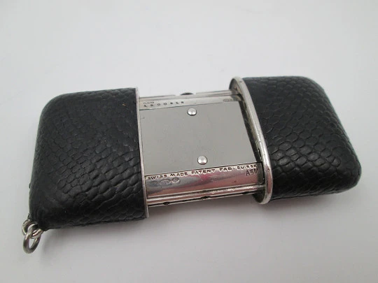 Movado Ermeto chronometre travel watch. Silver & snake skin. Manual wind. 1930's