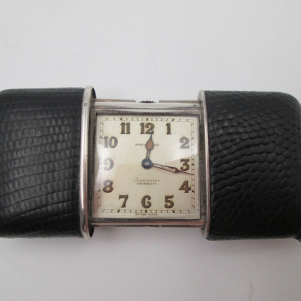 Movado Ermeto Chronometre Travel Watch Sterling Silver 1930s  display picture 1