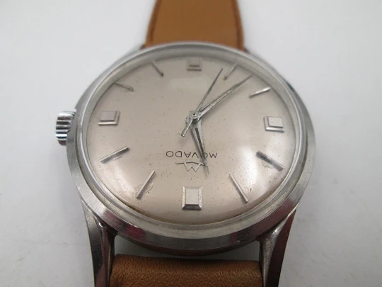 Movado Sub Sea. Acero inoxidable. Automático. Dial gris. Segundero central. 1960