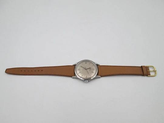 Movado Sub Sea. Acero inoxidable. Automático. Dial gris. Segundero central. 1960
