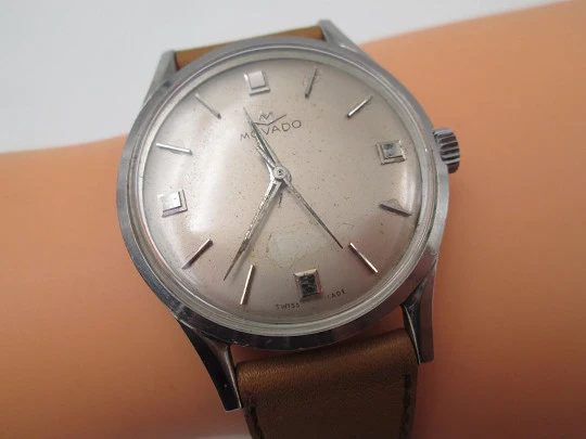 Movado Sub Sea. Stainless steel. Automatic. Sweep second hand. Grey dial. 1960's