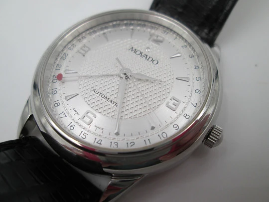 Movado. Stainless steel. Automatic. Calendar hand. Swiss. 1990's