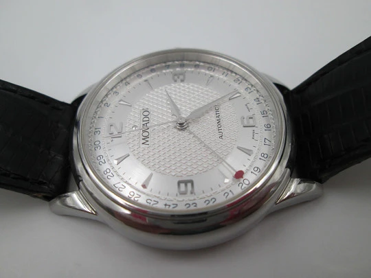Movado. Stainless steel. Automatic. Calendar hand. Swiss. 1990's