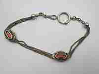 Multi-thread chatelaine. Silver plated metal and pink enamel. Sliding pieces & balls