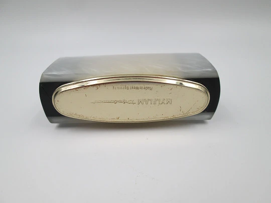 Mylflam Diplomat automatic table lighter. Marble resin and gold plated metal. Germany