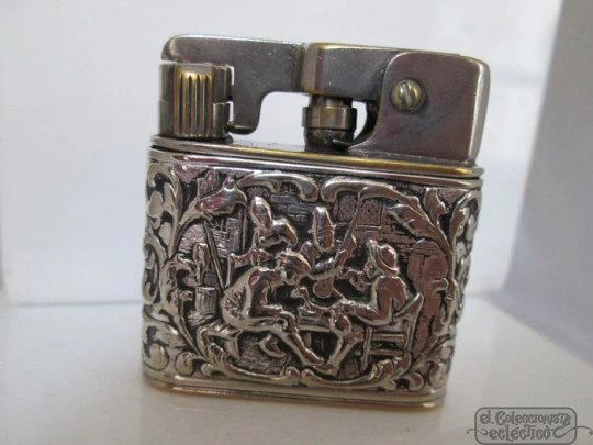 Mylflam. 800 sterling silver. Tavern scene. Relief. Automatic