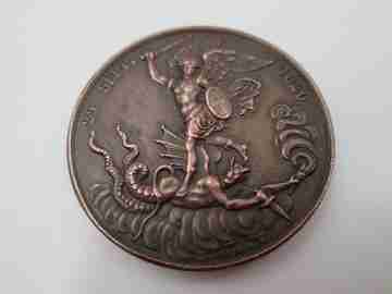 Nacimiento Duque Burdeos medalla cobre. Arcángel San Miguel. Raymond Gayrard. 1820