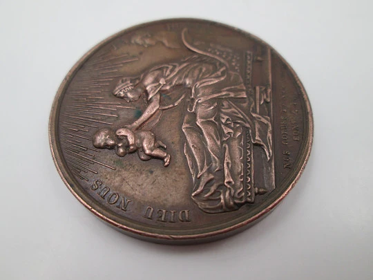 Nacimiento Duque Burdeos medalla cobre. Arcángel San Miguel. Raymond Gayrard. 1820