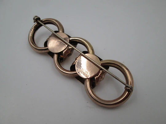 Napier women's washers brooch. Vermeil sterling silver. 1930's. USA. Safety pin