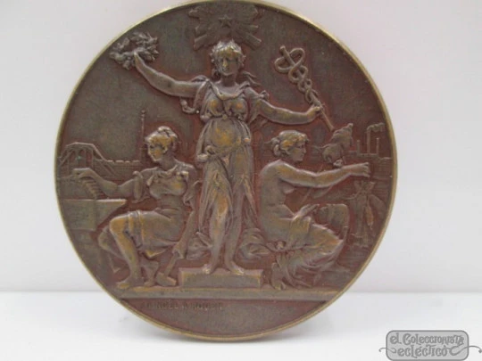 National & Regional Exhibition of Rouen. Bronze, 1884. France. AD Noël